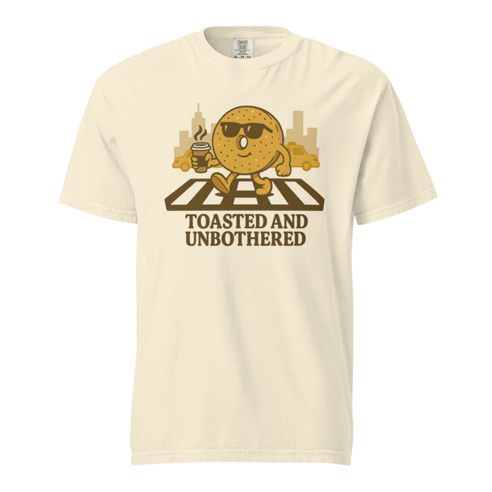 bagel tee, toasted and unbothered, nyc breakfast shirt, retro food merch, coffee lover gift, carb-core style