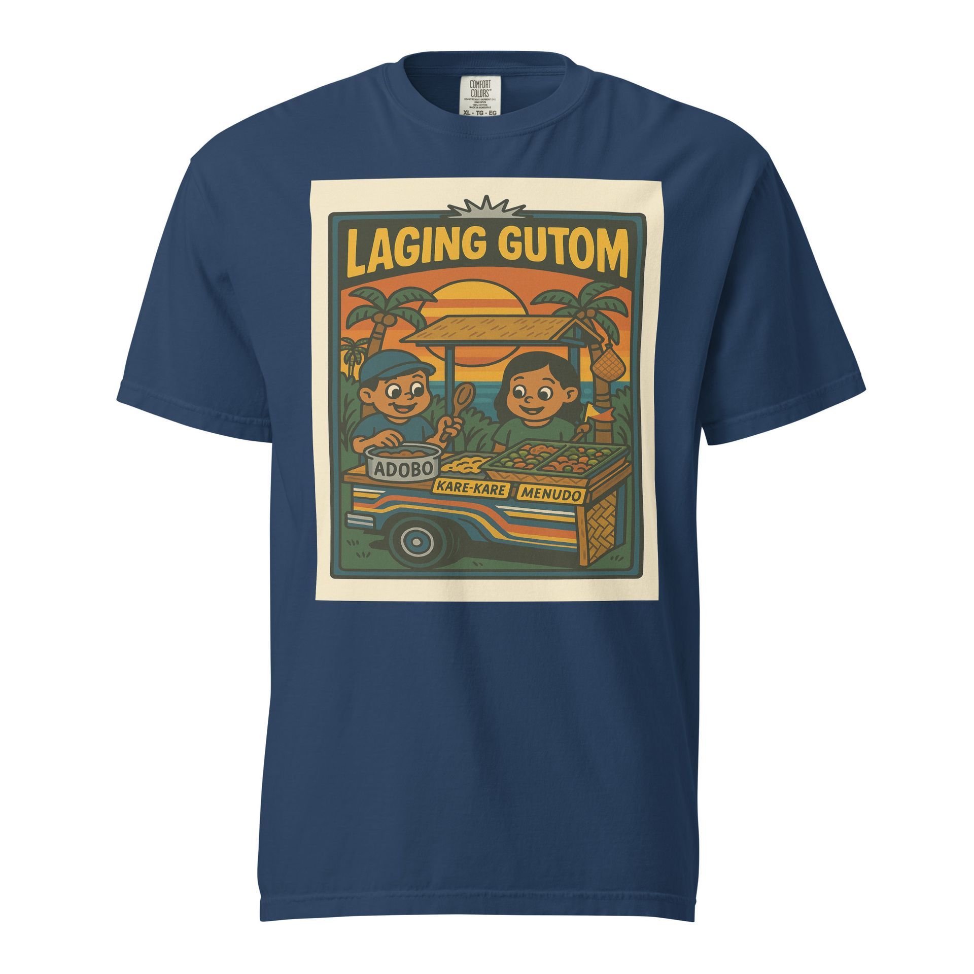 Filipino food shirt with ‘Laging Gutom’ print, street-style Pinoy tee for adobo lovers and always-hungry eatery fans