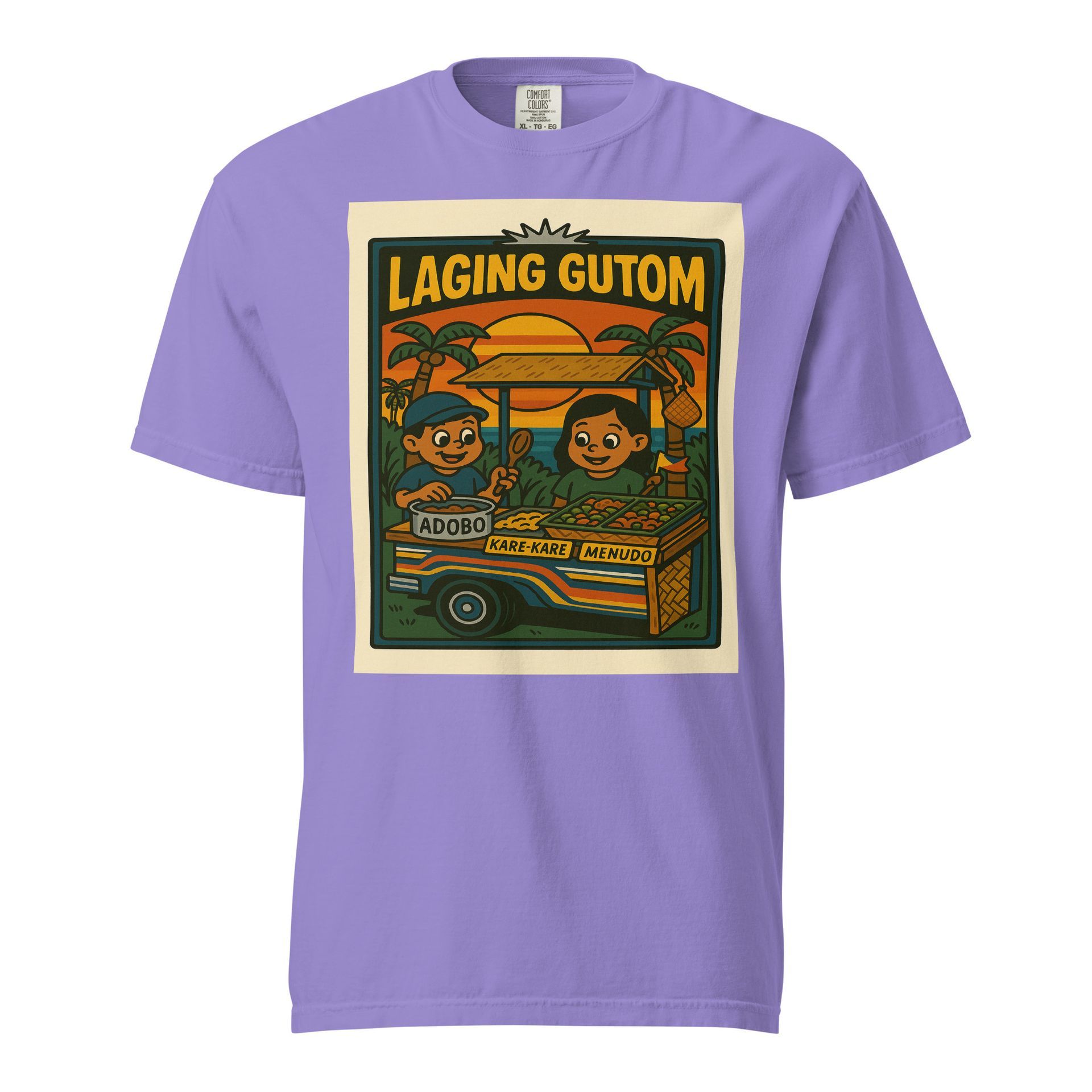 Filipino food shirt with ‘Laging Gutom’ print, street-style Pinoy tee for adobo lovers and always-hungry eatery fans