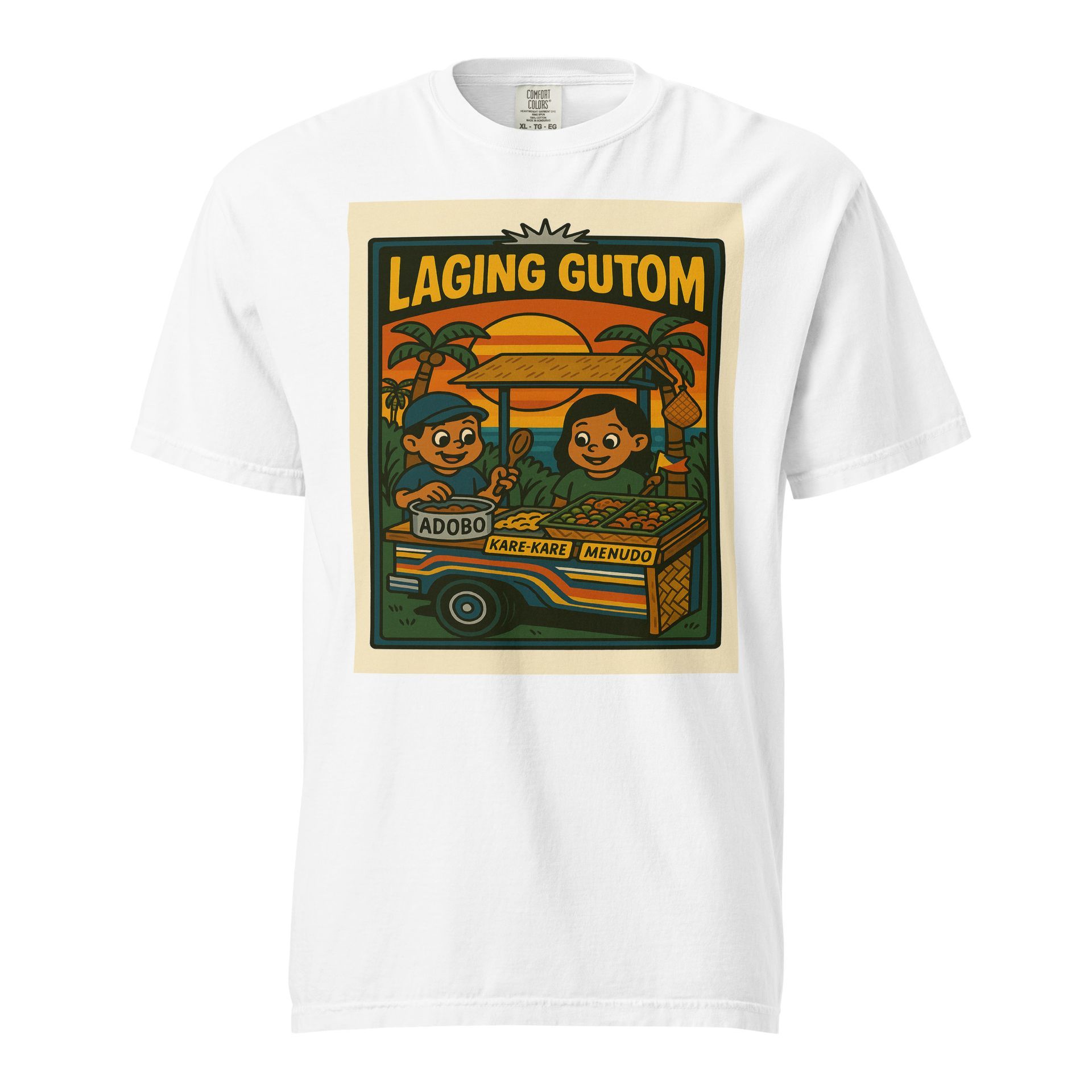 Filipino food shirt with ‘Laging Gutom’ print, street-style Pinoy tee for adobo lovers and always-hungry eatery fans