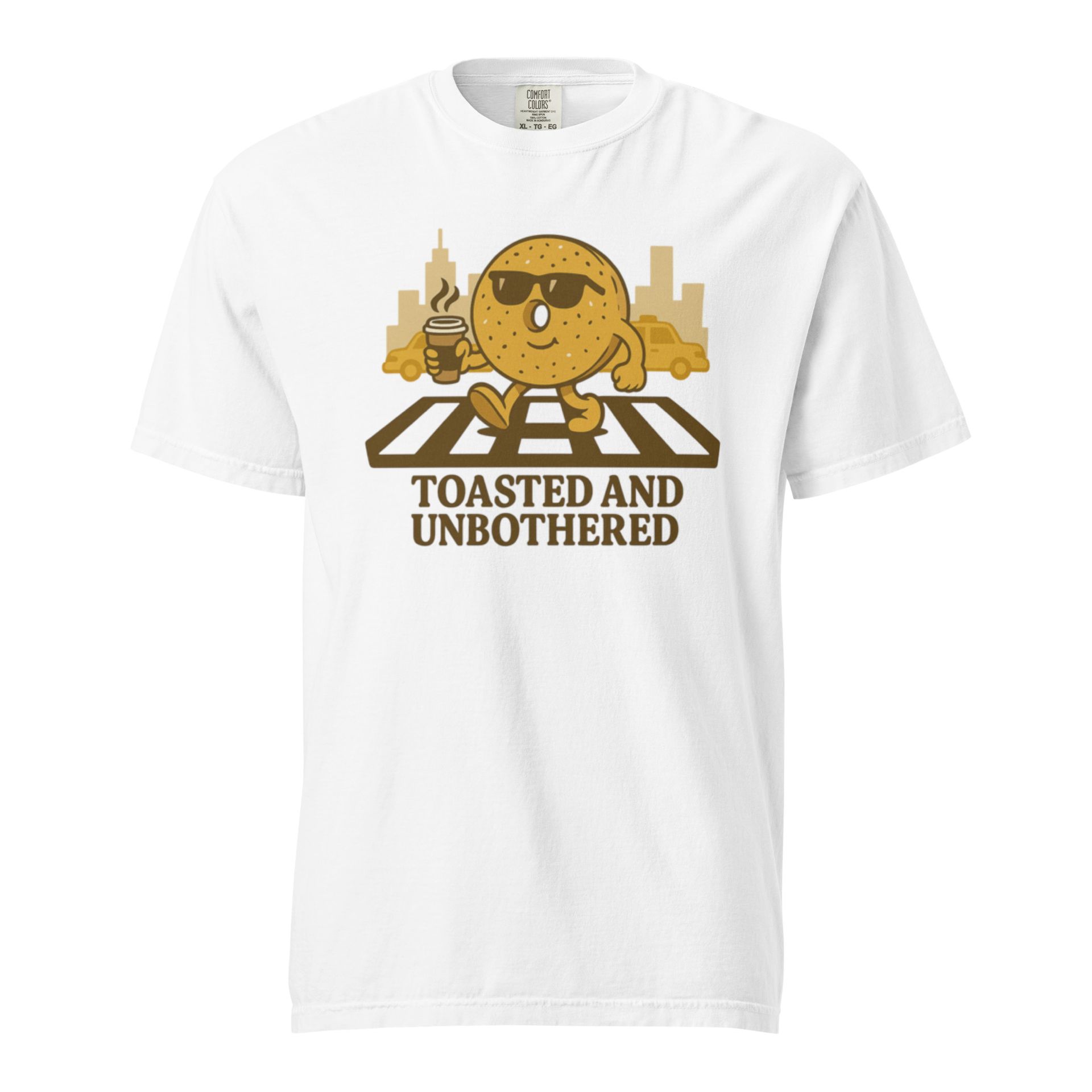 bagel tee, toasted and unbothered, nyc breakfast shirt, retro food merch, coffee lover gift, carb-core style