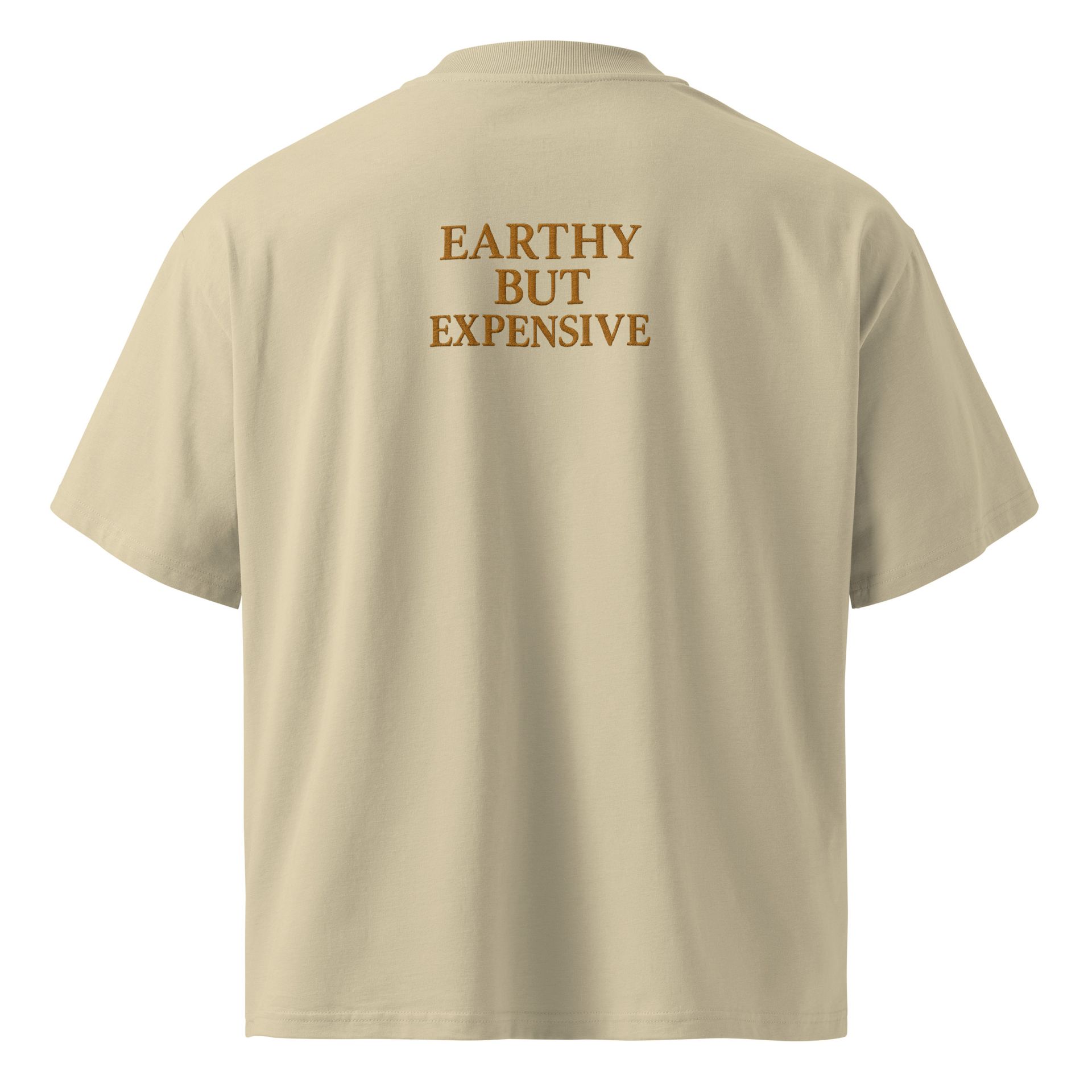 Luxury foodie truffle tee, earthy but expensive, quiet style, oversized organic cotton unisex fashion piece, aesthetic