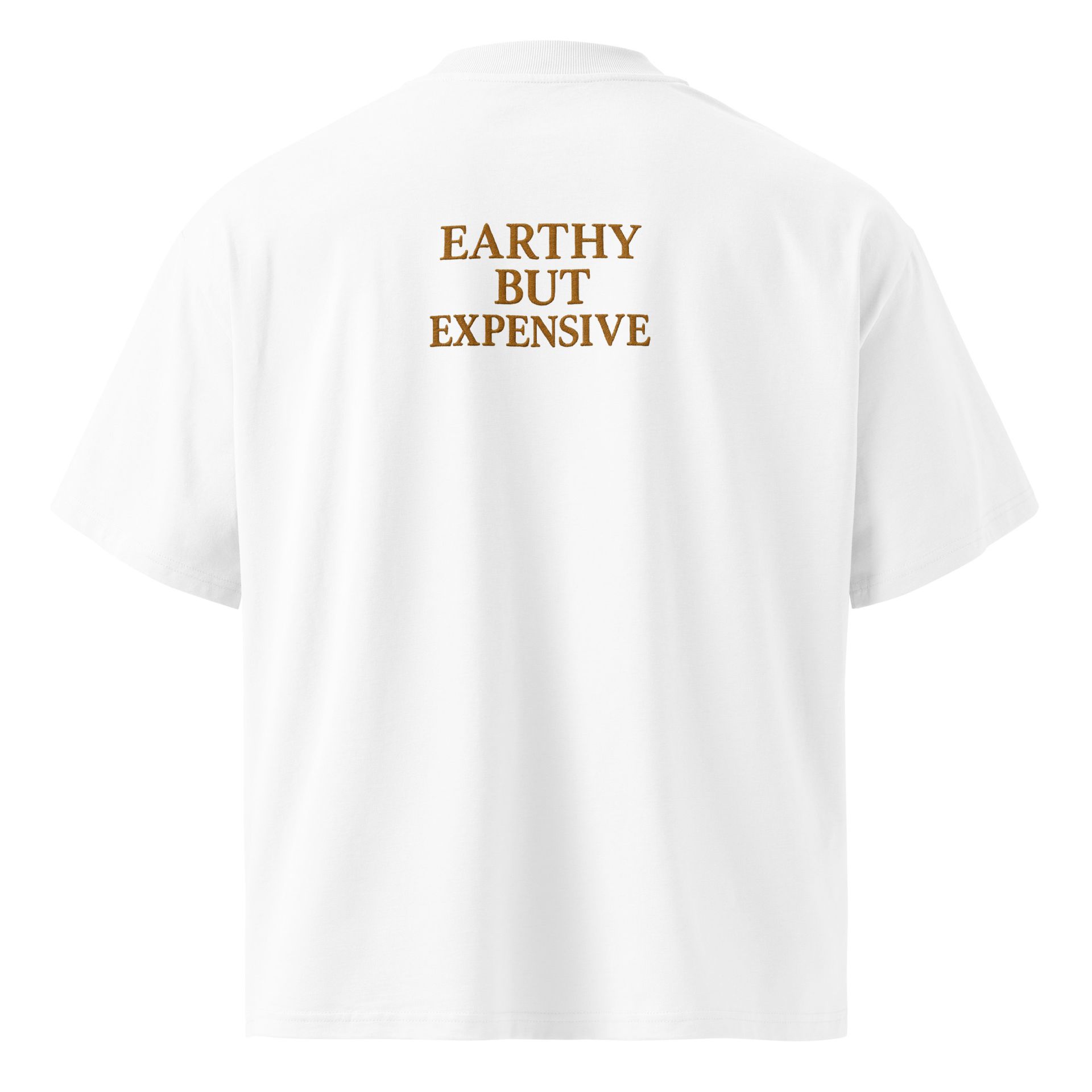 Luxury foodie truffle tee, earthy but expensive, quiet style, oversized organic cotton unisex fashion piece, aesthetic