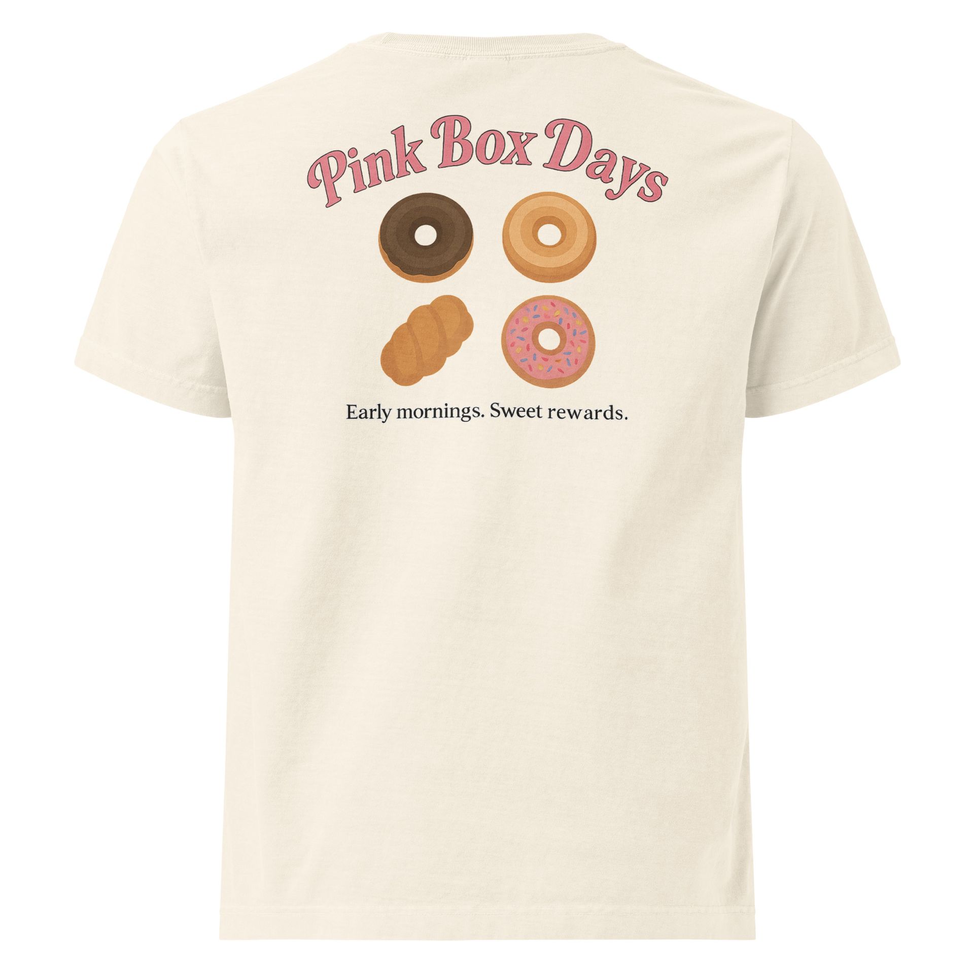 pink box days donut shirt, oversized foodie tee, donut grid design, la streetwear, cultural bakery fashion, foodie gift