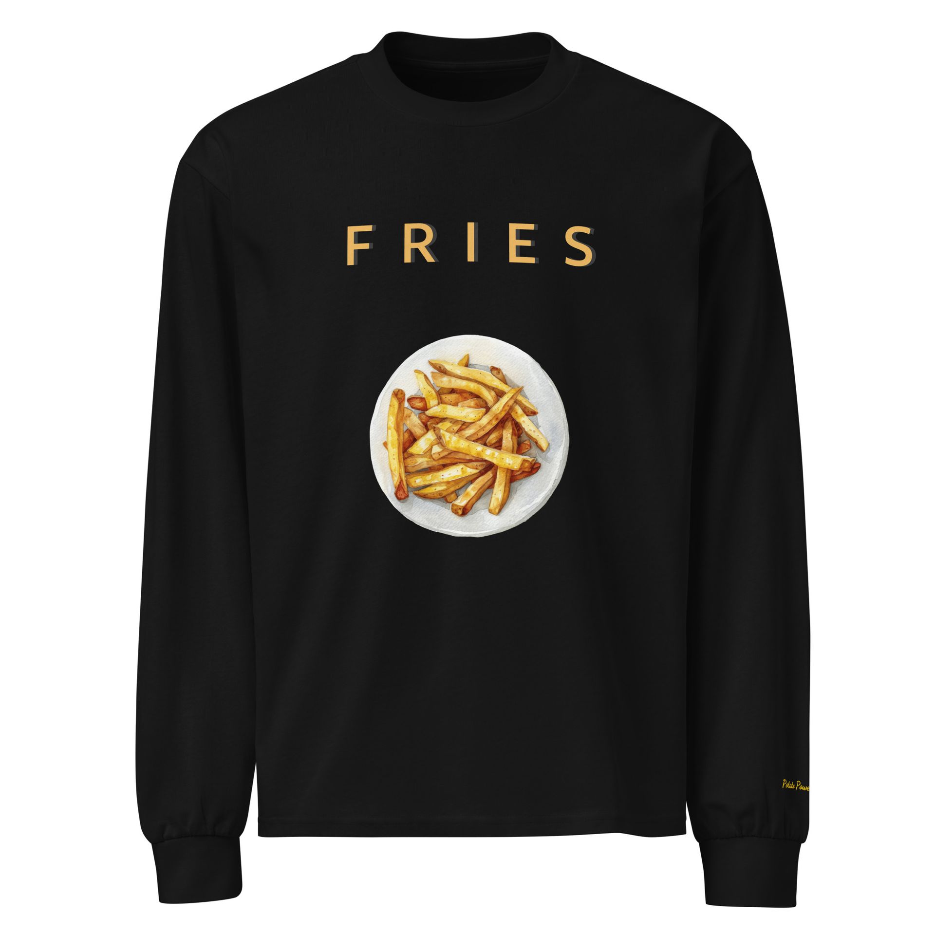 embroidered fries shirt, gourmet foodie tee, minimalist comfort food fashion, perfect gift for streetwear lovers