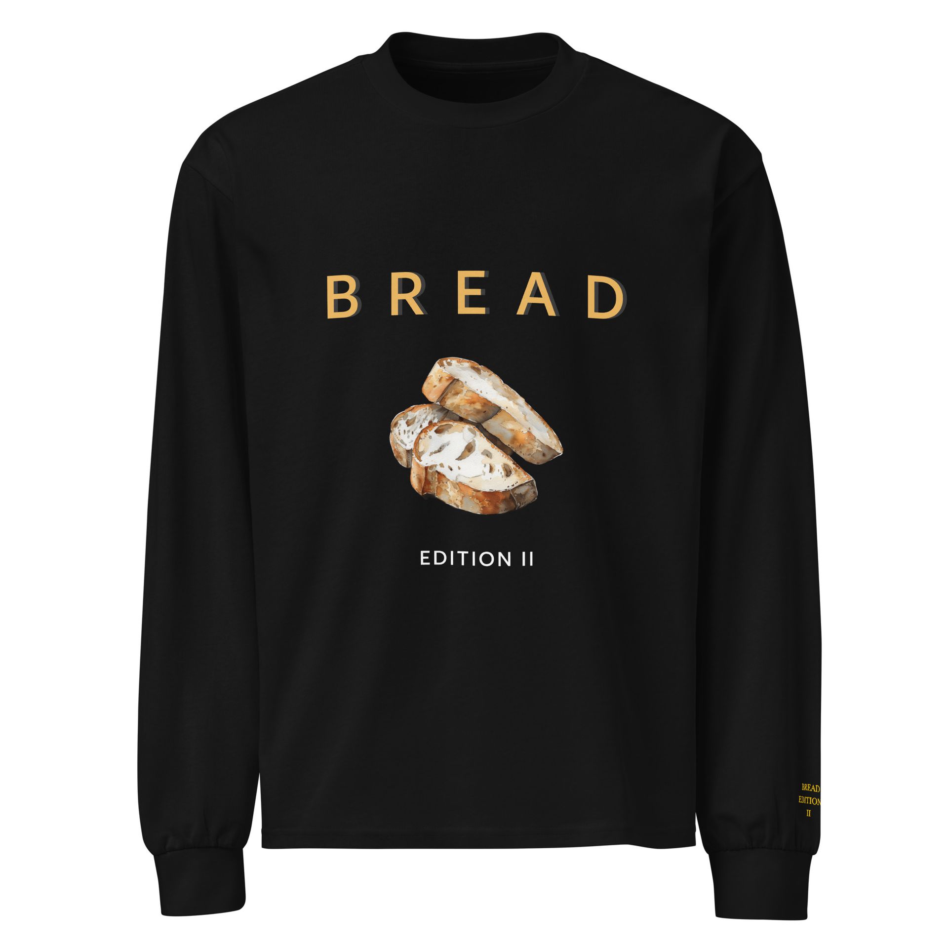 embroidered bread shirt, luxe foodie tee for sourdough lovers, artisan culinary fashion long sleeve for foodies