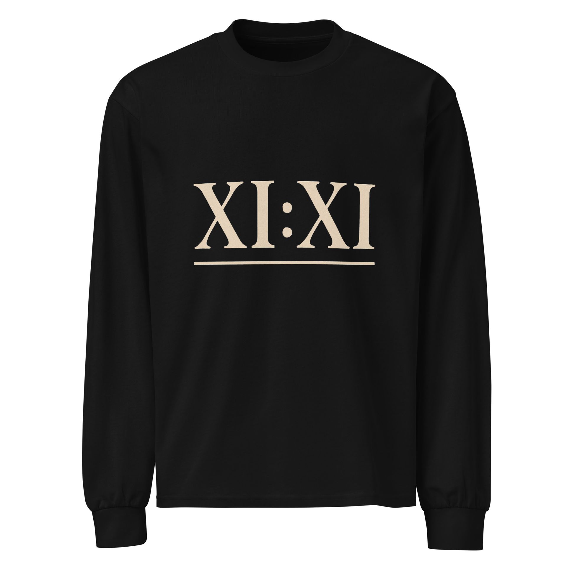XI:XI angel number shirt, minimalist 11:11 long sleeve tee for spiritual style, divine timing, and neutral streetwear