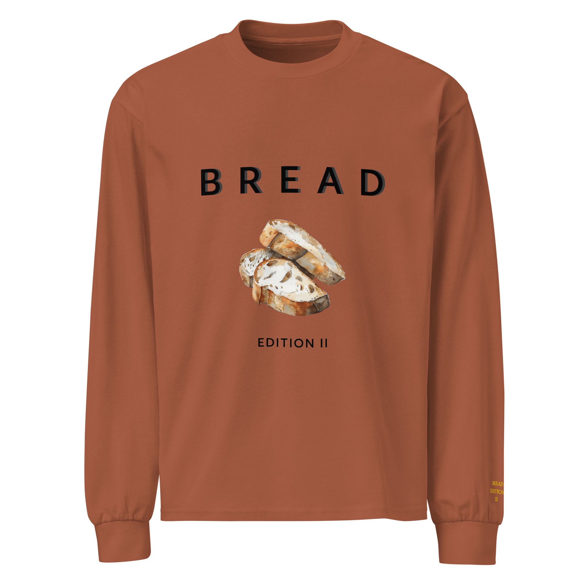 embroidered bread shirt, luxe foodie tee for sourdough lovers, artisan culinary fashion long sleeve for foodies