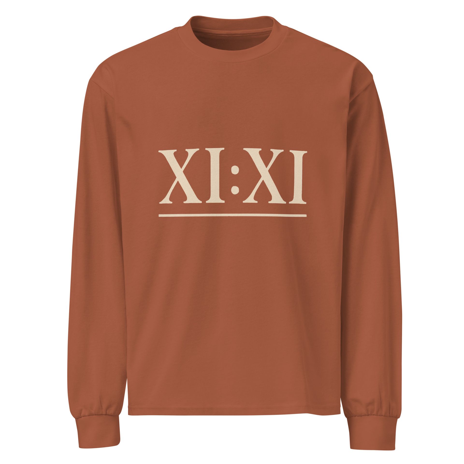 XI:XI angel number shirt, minimalist 11:11 long sleeve tee for spiritual style, divine timing, and neutral streetwear