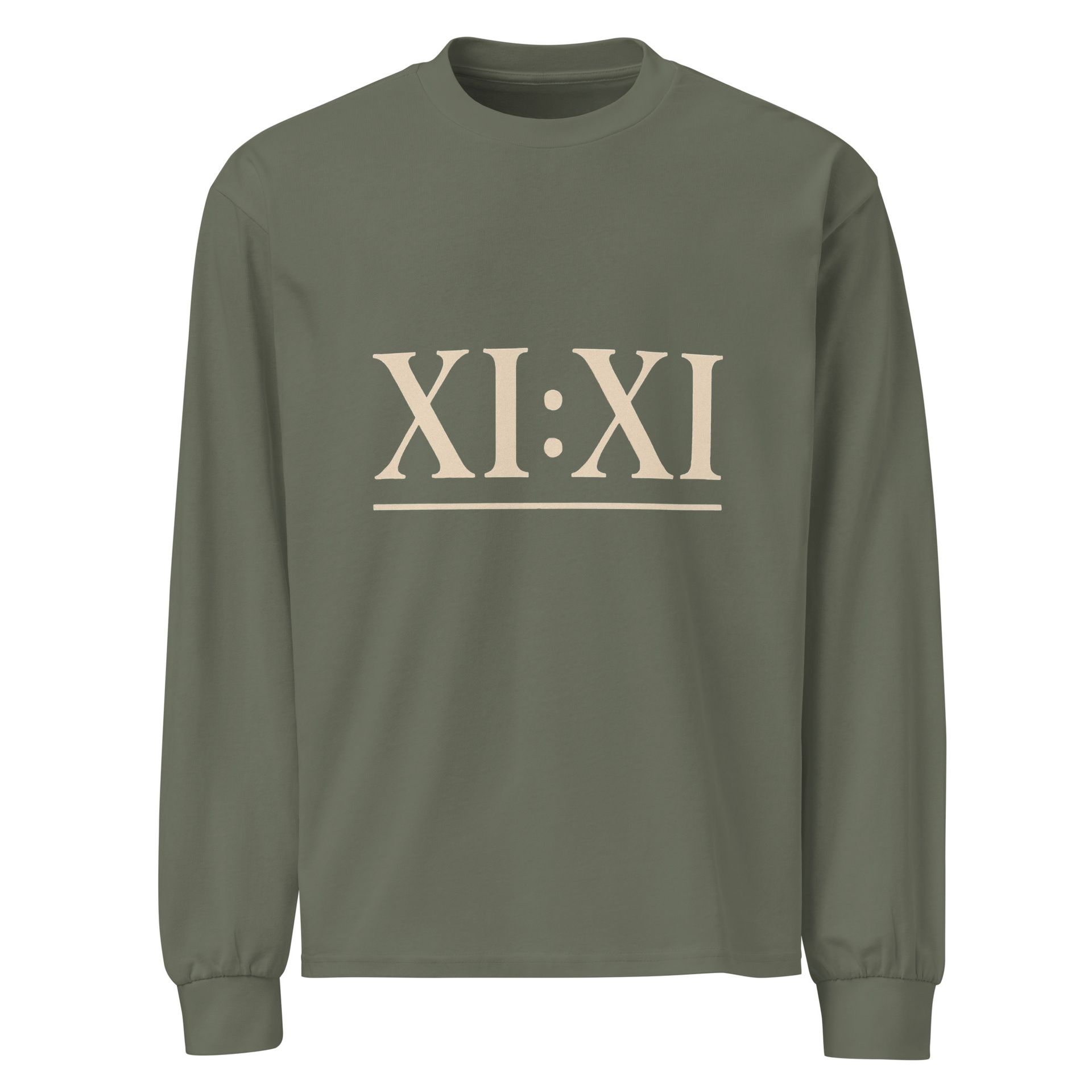 XI:XI angel number shirt, minimalist 11:11 long sleeve tee for spiritual style, divine timing, and neutral streetwear