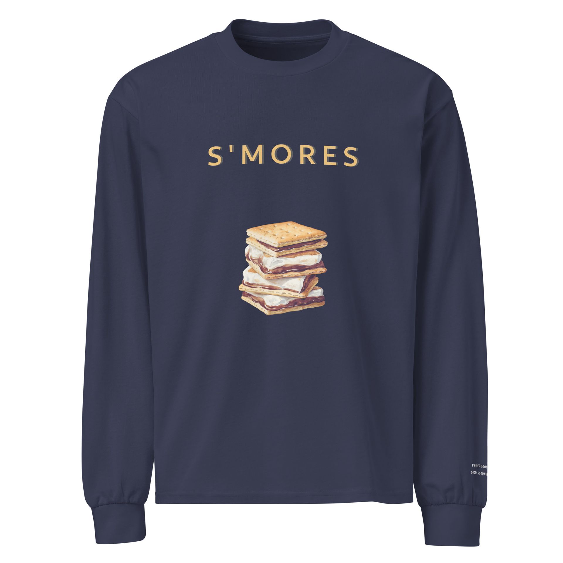 embroidered s’mores shirt, cozy dessert long sleeve tee, nostalgic foodie gift for campfire and chocolate lovers
