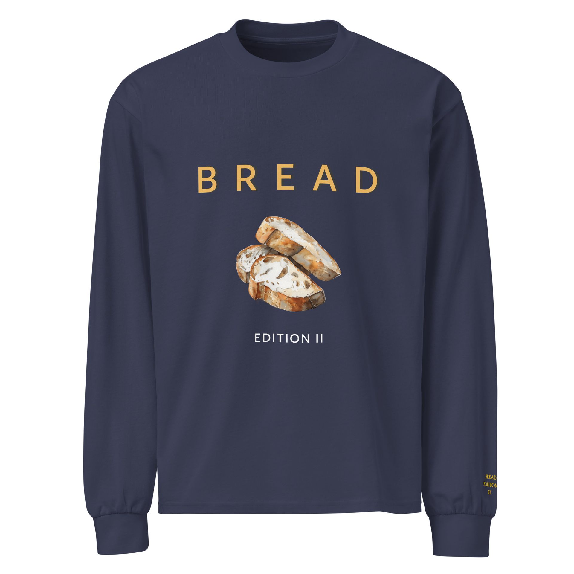 embroidered bread shirt, luxe foodie tee for sourdough lovers, artisan culinary fashion long sleeve for foodies