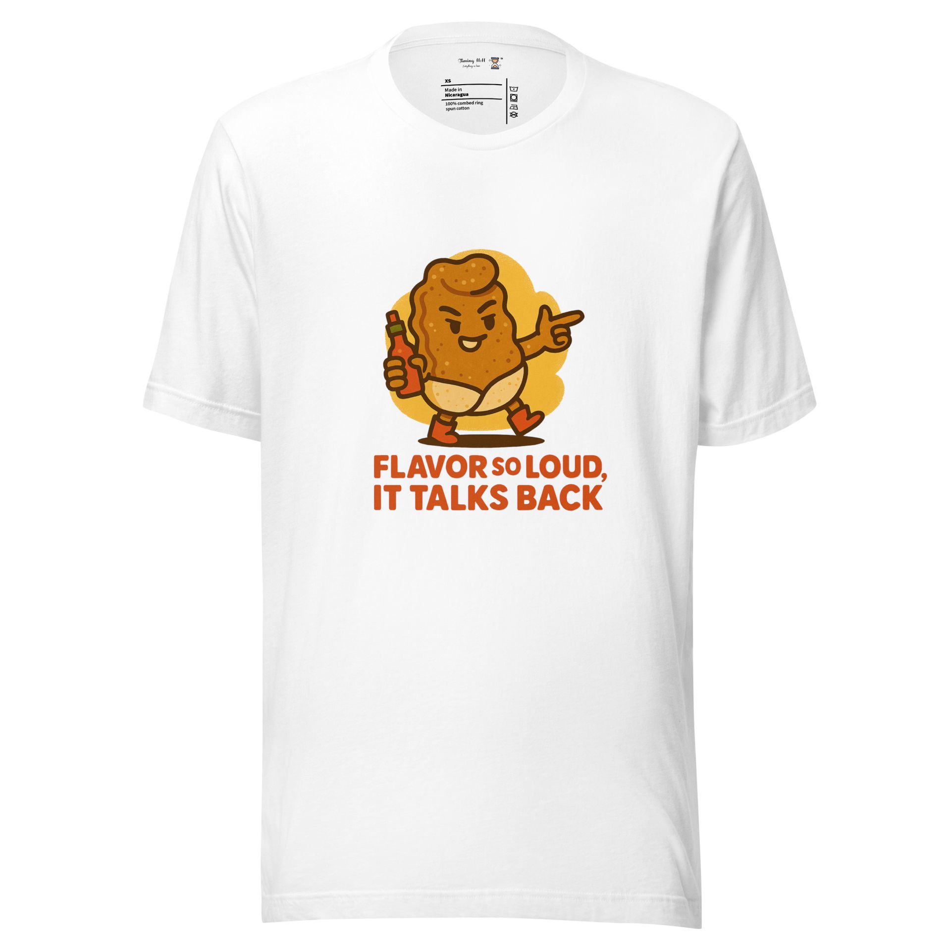 Don Chicharrón snack shirt with salsa art, spicy Mexican foodie tee for crunchy lovers and bold Latinx streetwear fans