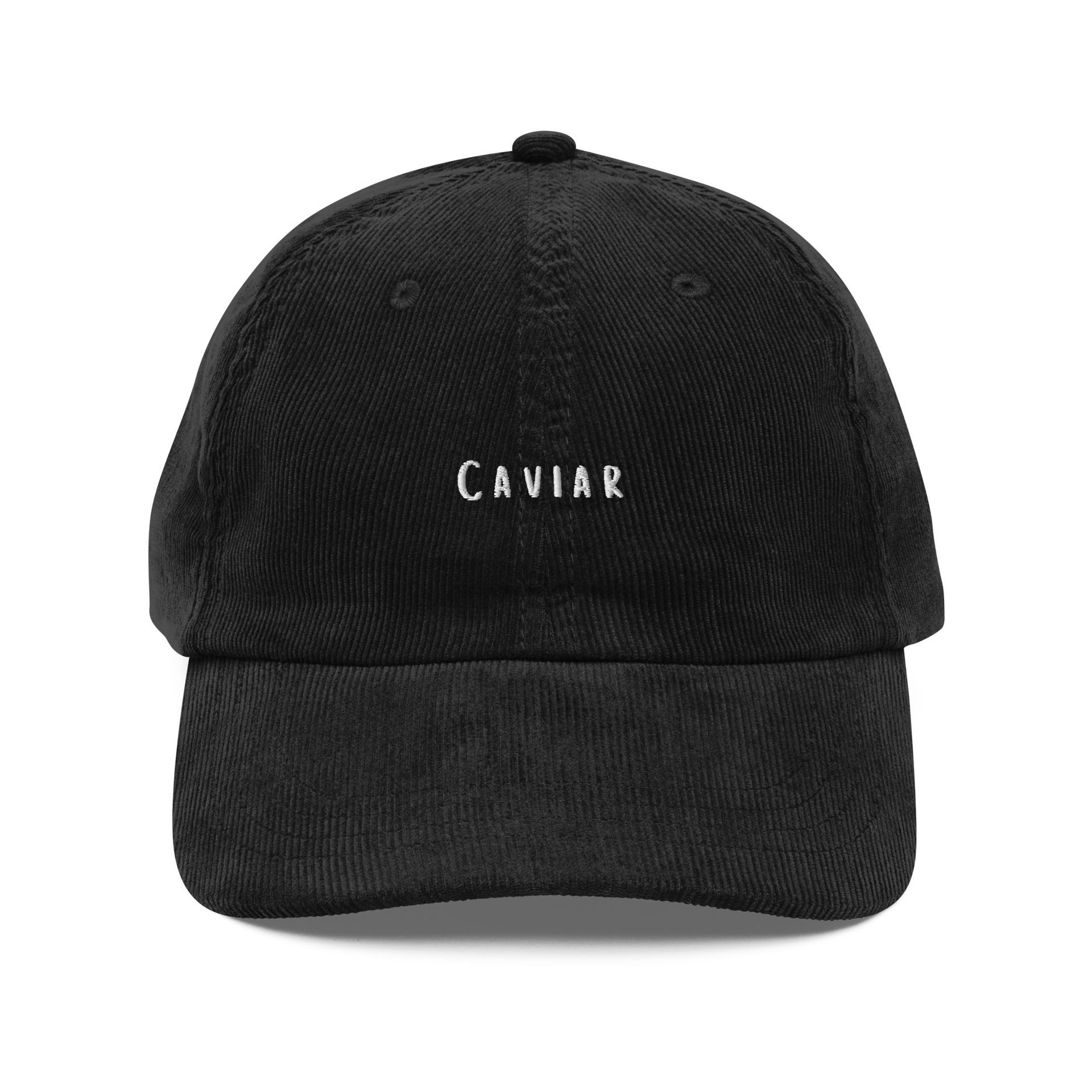 embroidered caviar dad hat, quiet luxury foodie cap with laurel detail, minimalist gift for elevated fashion lovers