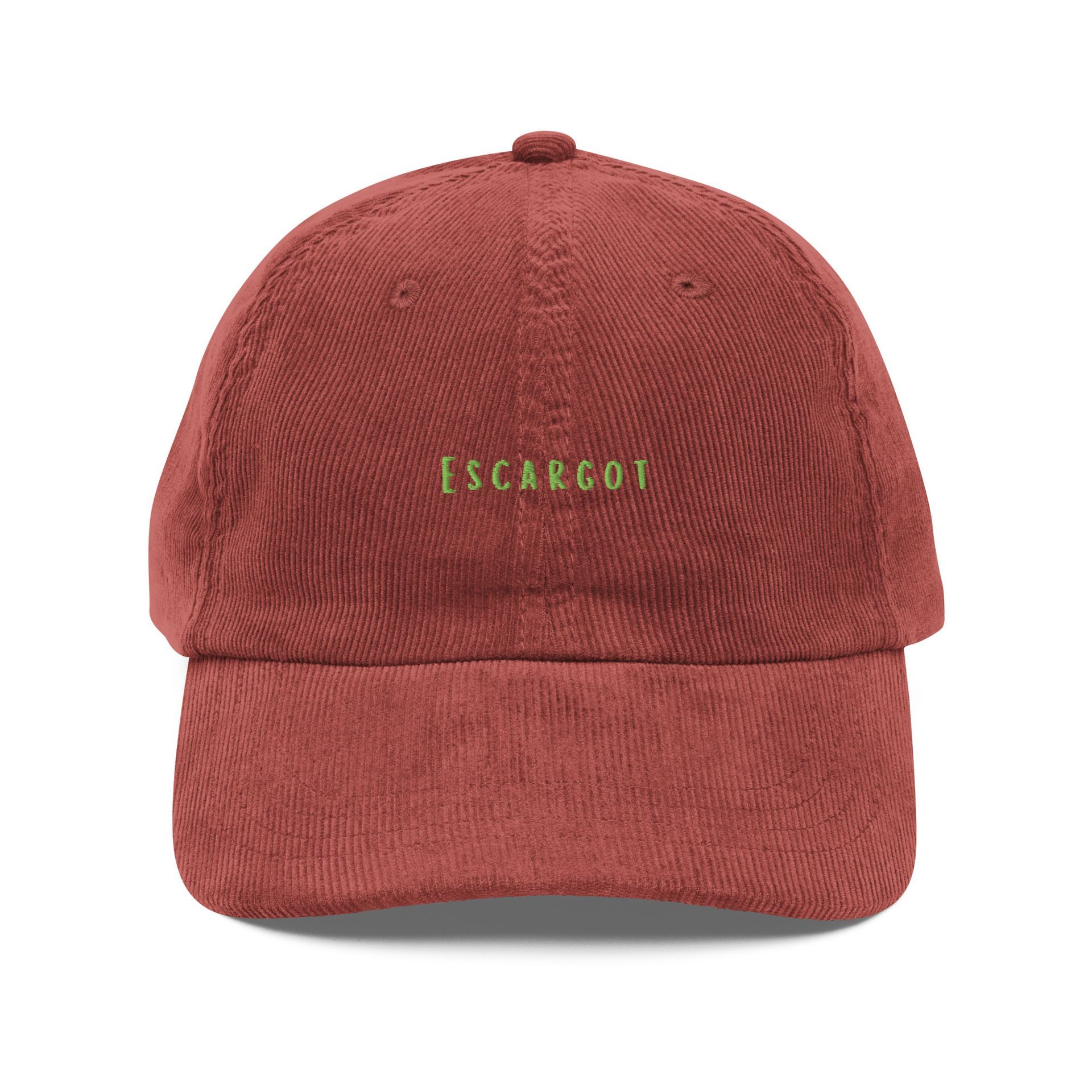 escargot corduroy hat, embroidered vintage cap, parisian streetwear, french gourmet fashion, michelin, culinary gift
