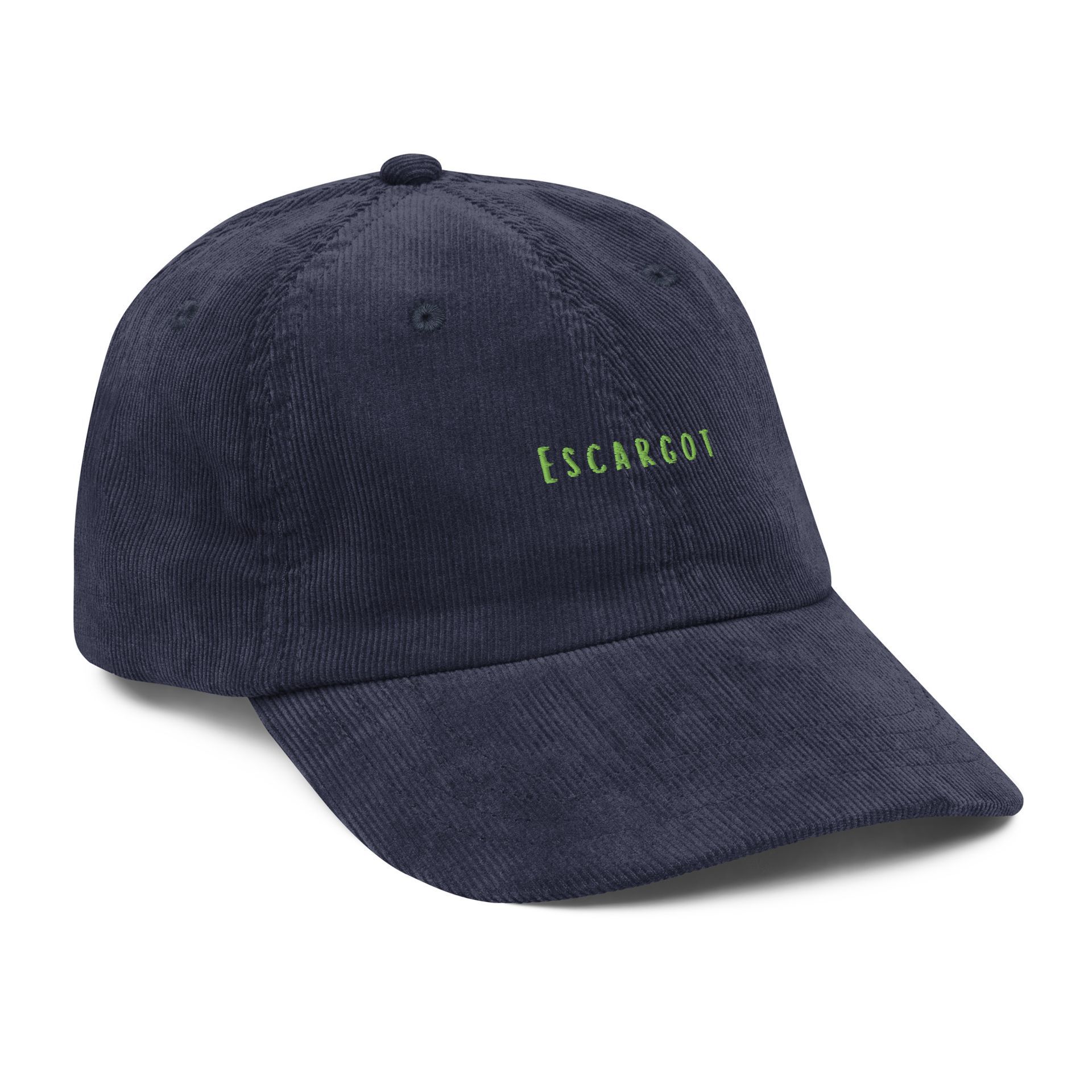 escargot corduroy hat, embroidered vintage cap, parisian streetwear, french gourmet fashion, michelin, culinary gift