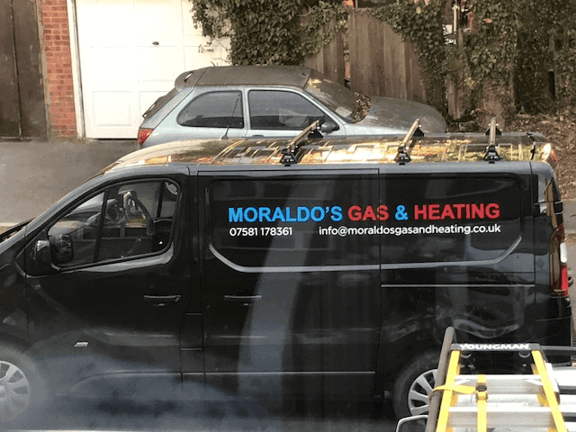Moraldo's Gas and Heating company van