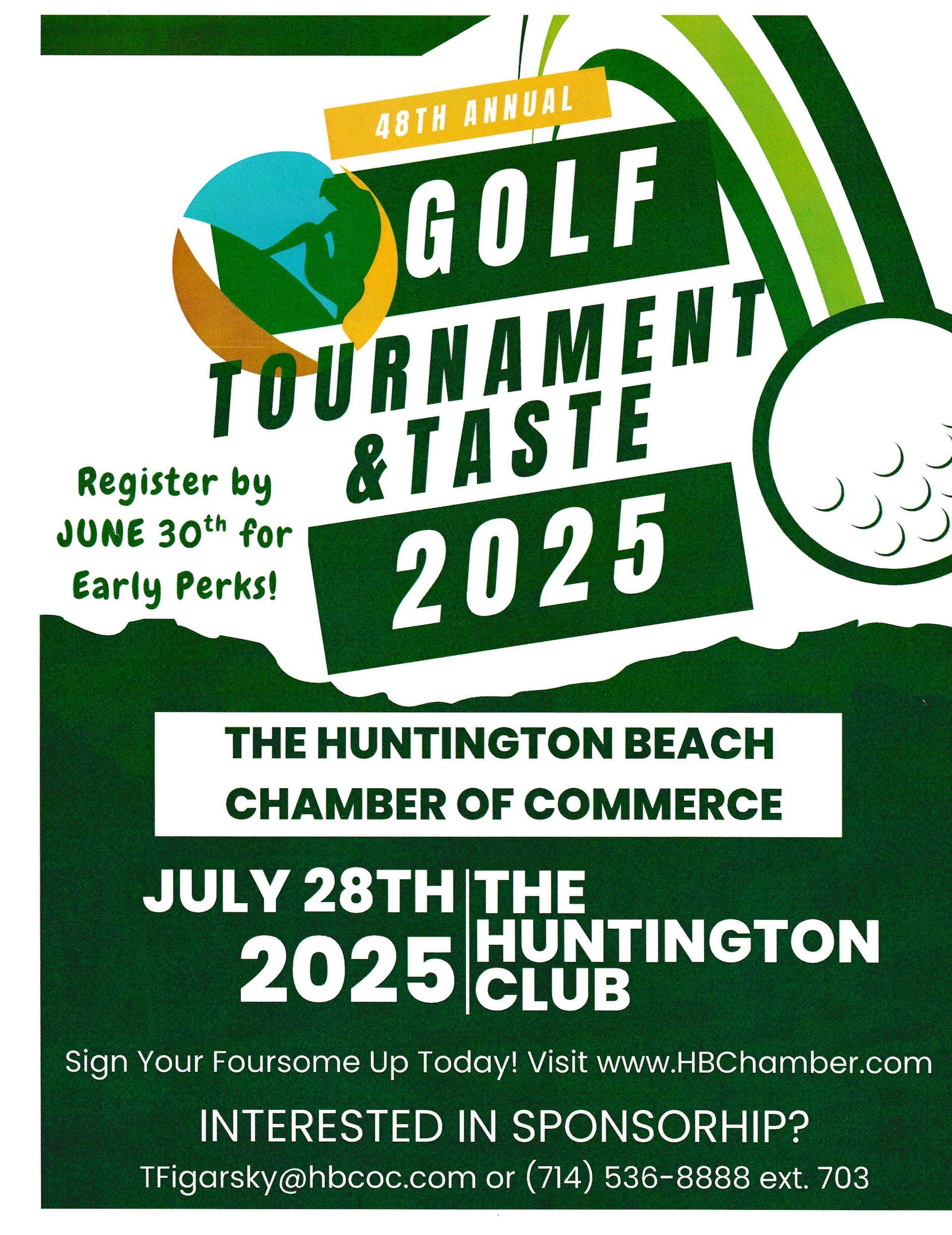 HB Chamber Golf Tournament A poster for a golf tournament and taste in 2025