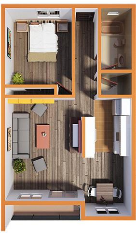 Seattle Central Element Apartments Floorplan