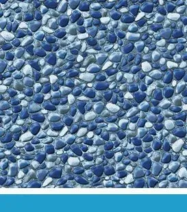 Blue pebble pool liner with a turquoise waterline.