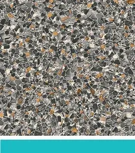 Gray and tan pebble pattern, with small stones and a turquoise bar at the bottom.