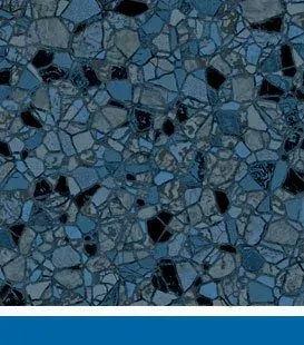Blue and black irregularly shaped mosaic tile pattern.