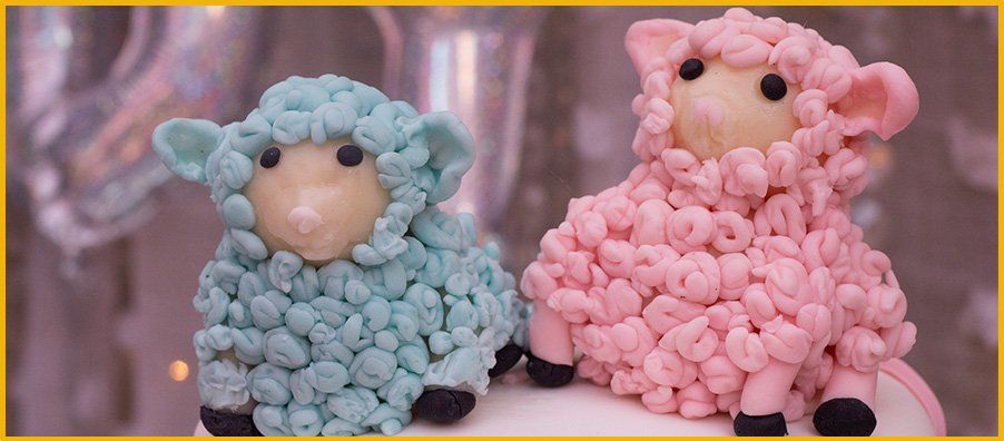 Pink and Blue Baby Lamb Cake Topper