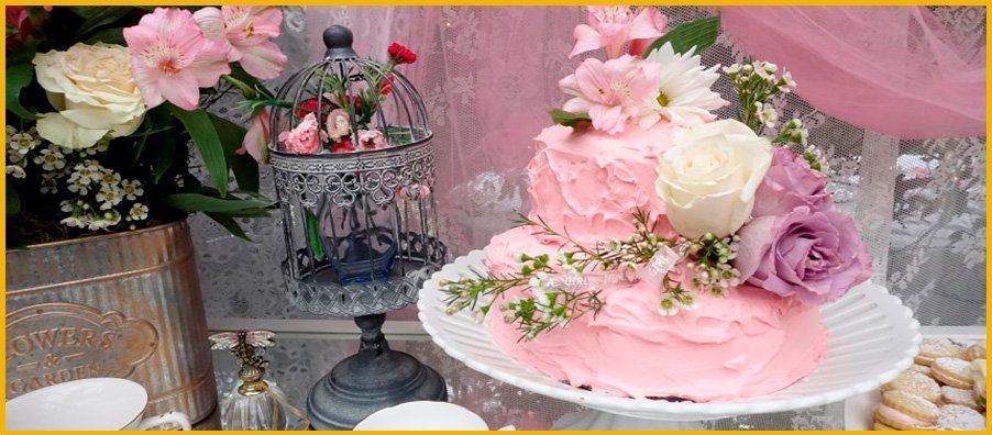 Mini Pink Cake with Fresh Flowers
