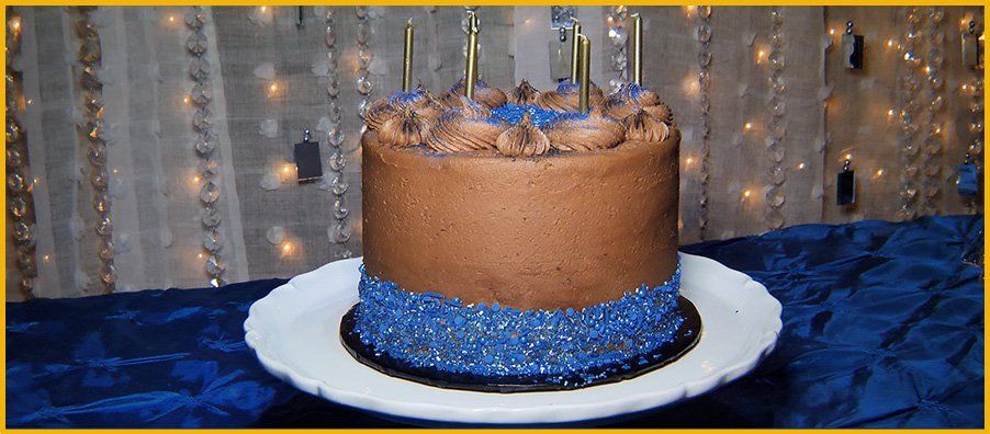 Chocolate and Blue Birthday Cake