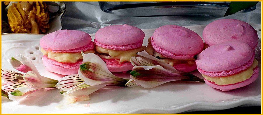 Pink Macarons with Pastry Cream