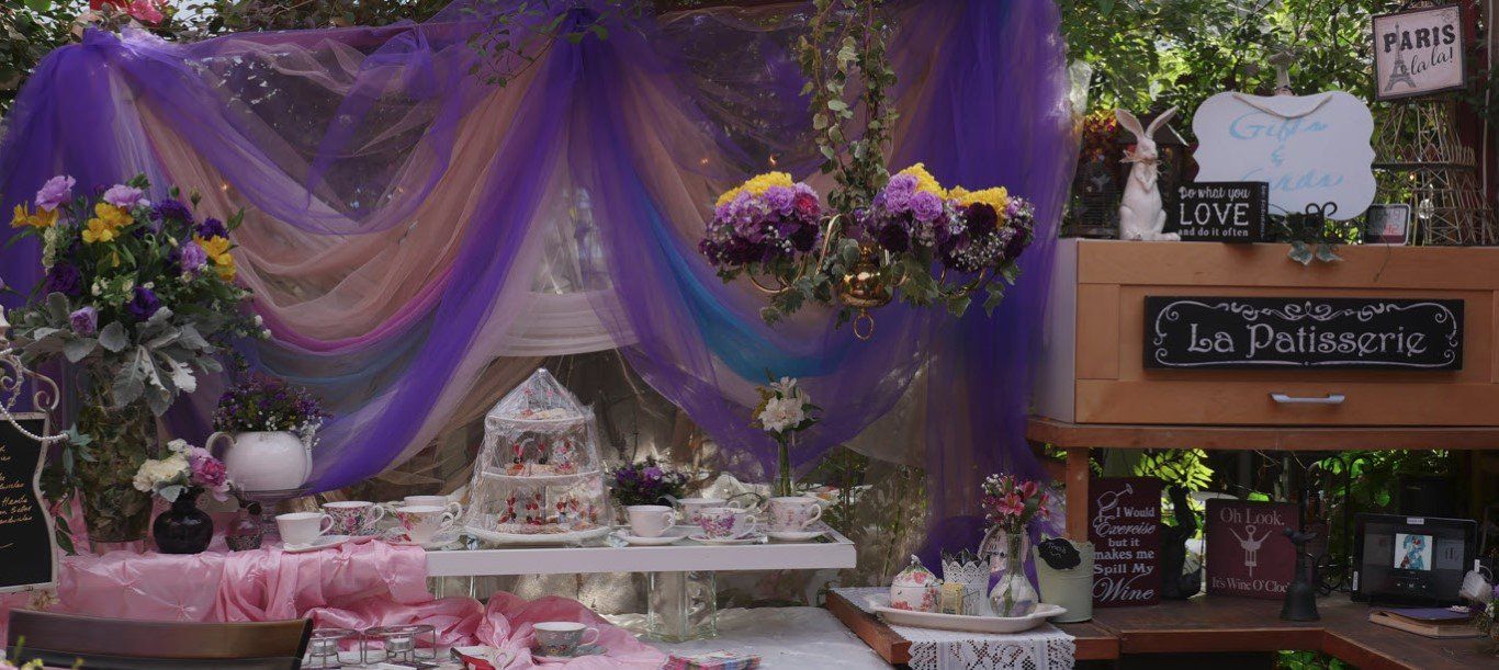 Bexx Secret Garden Disney Themed Wedding Tea Table Set Up