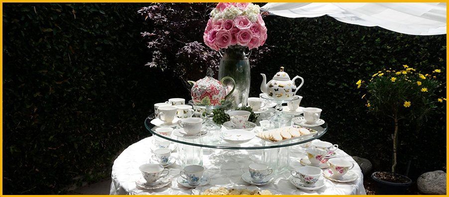 Pink and White Tea Table