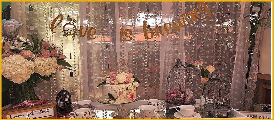 Custom Bridal Shower Cake Tea Table