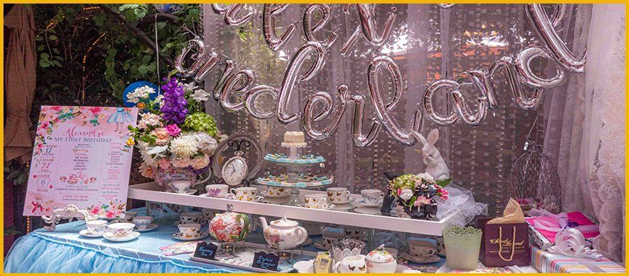 Alice in Wonderland 1st Birthday Tea Table