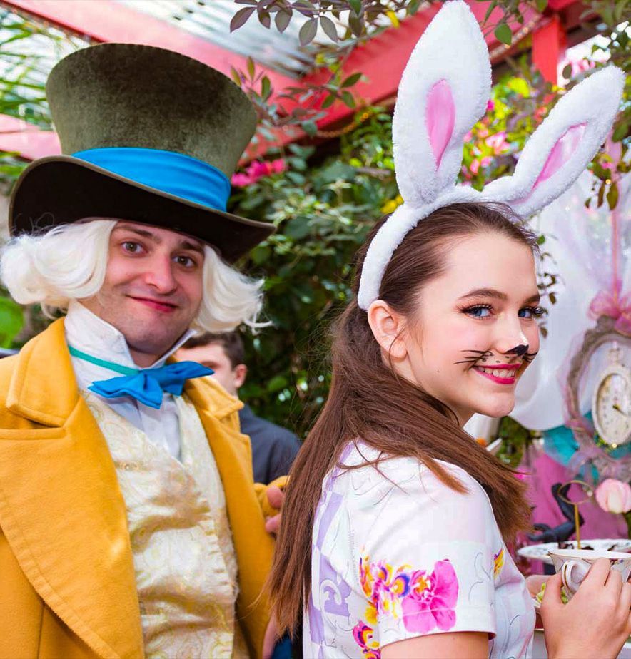 Madd Hatter with birthday guest.