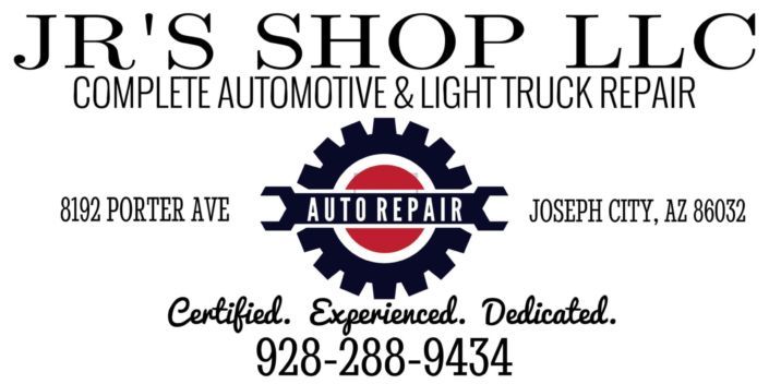 A logo for jr 's shop llc complete automotive and light truck repair