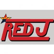 A red j logo with a star on a gray background.