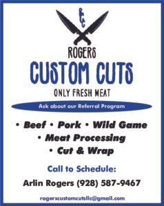 An advertisement for rogers custom cuts only fresh meat