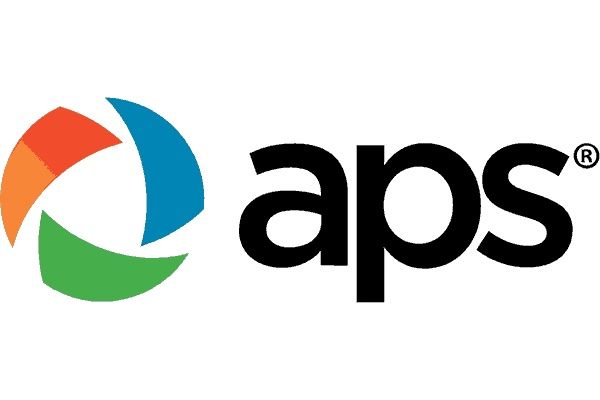 The aps logo has a colorful circle in the middle of it.