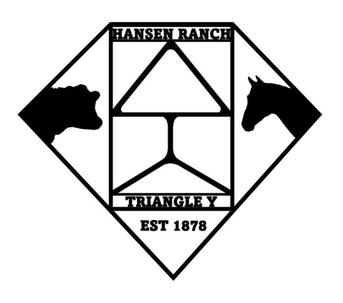 A black and white logo for hansen ranch triangle y