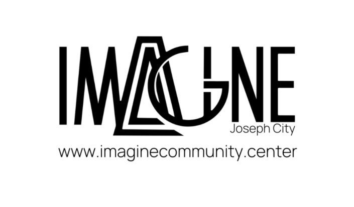 The imagine community center logo is black and white.