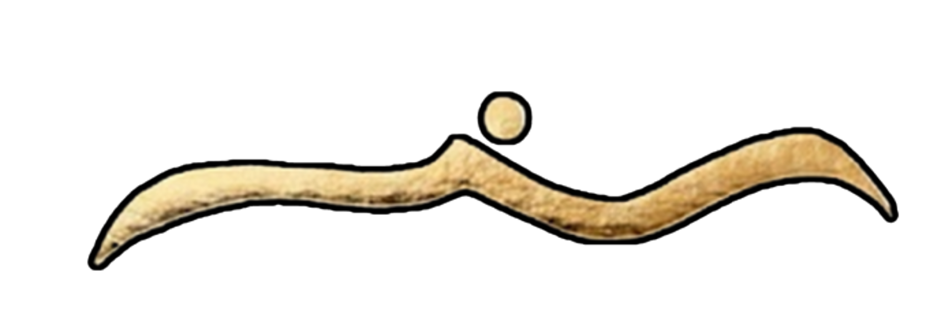 Gold wavy line with a small circle on top.