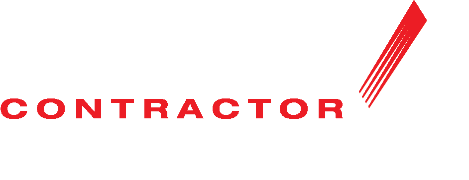 A red and white logo for a Diamond Contractor.