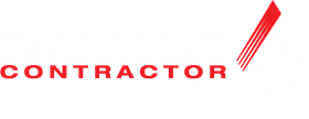 A red and white logo for a Diamond Contractor.