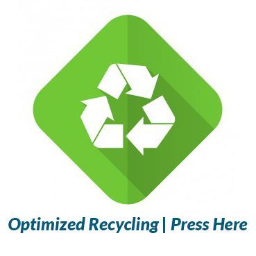 A green square with a recycling symbol and the words optimized recycling press here