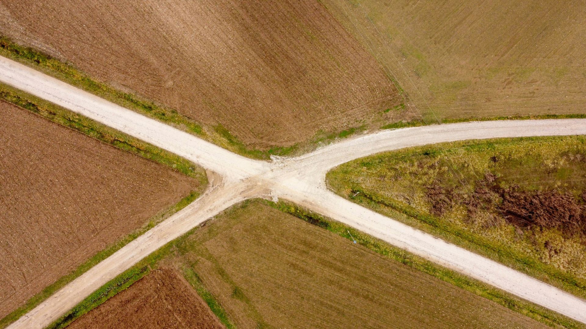 Aerial photo of rural crossroads
