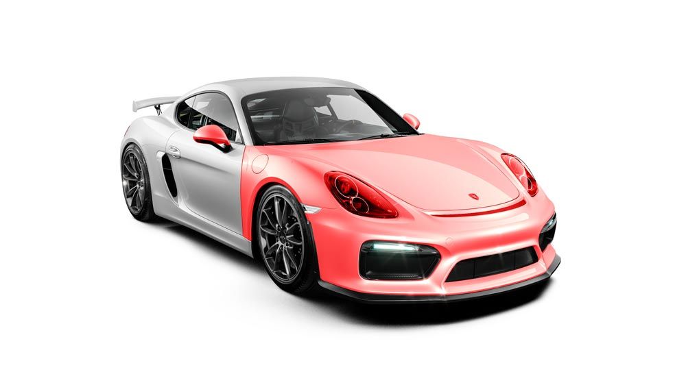 A white and red porsche 911 gt3 rs is shown on a white background.