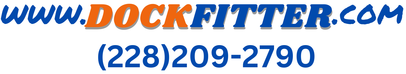 Www.Dockfitter.com logo with a phone number (228)209-2790 in blue and orange text.