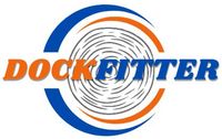 Website address and phone number for Dockfitter. Website in blue and orange, phone number below in blue.