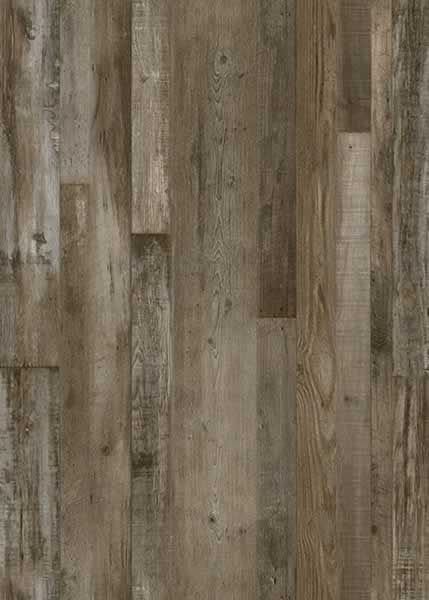 Rustic wood plank flooring in shades of brown and gray.
